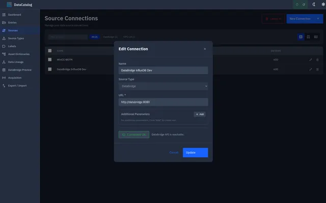 DataCatalog — asset dictionary with tag metadata, units, engineering ranges