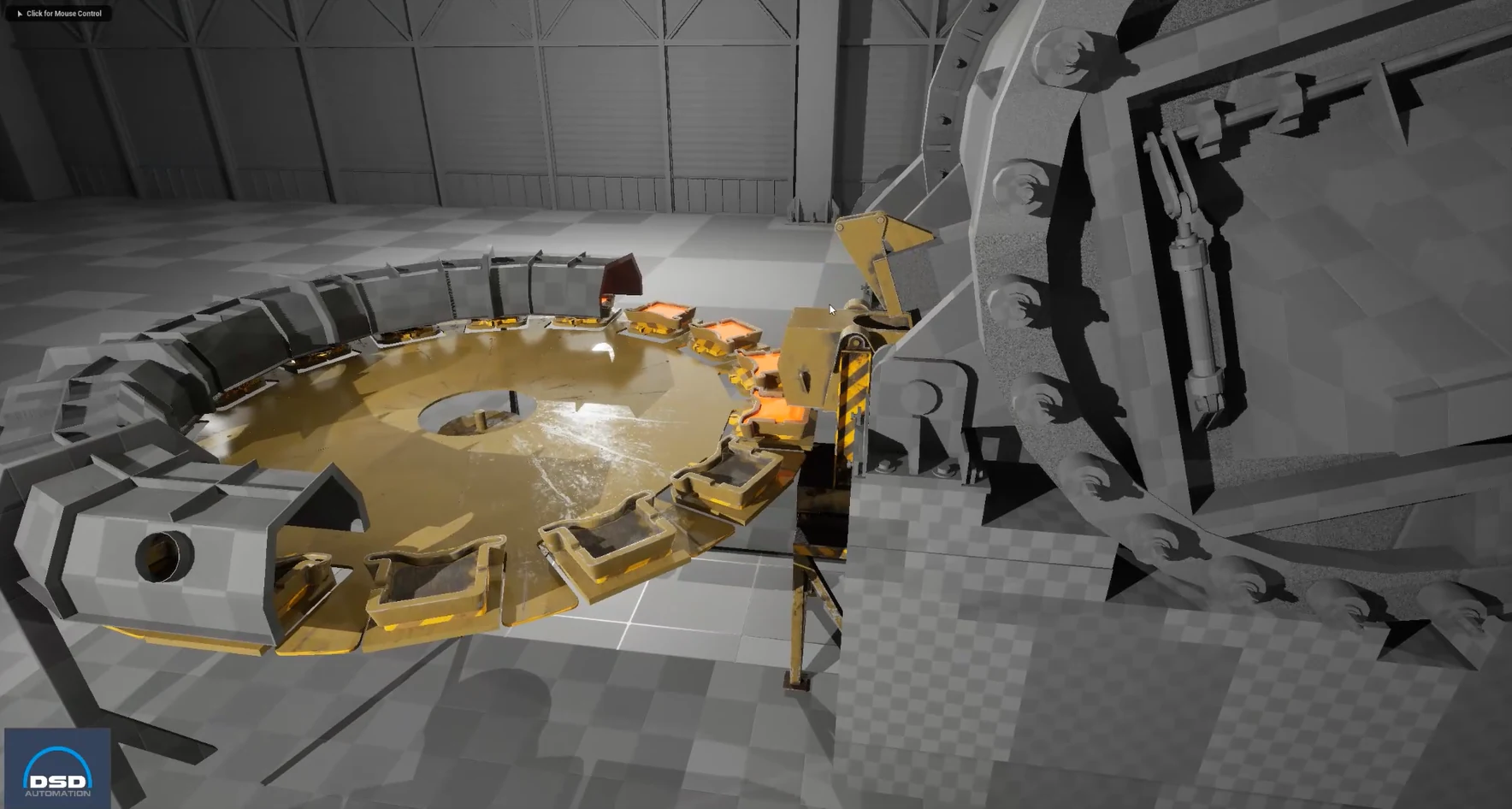 Live 3D digital twin — copper casting wheel with molten copper