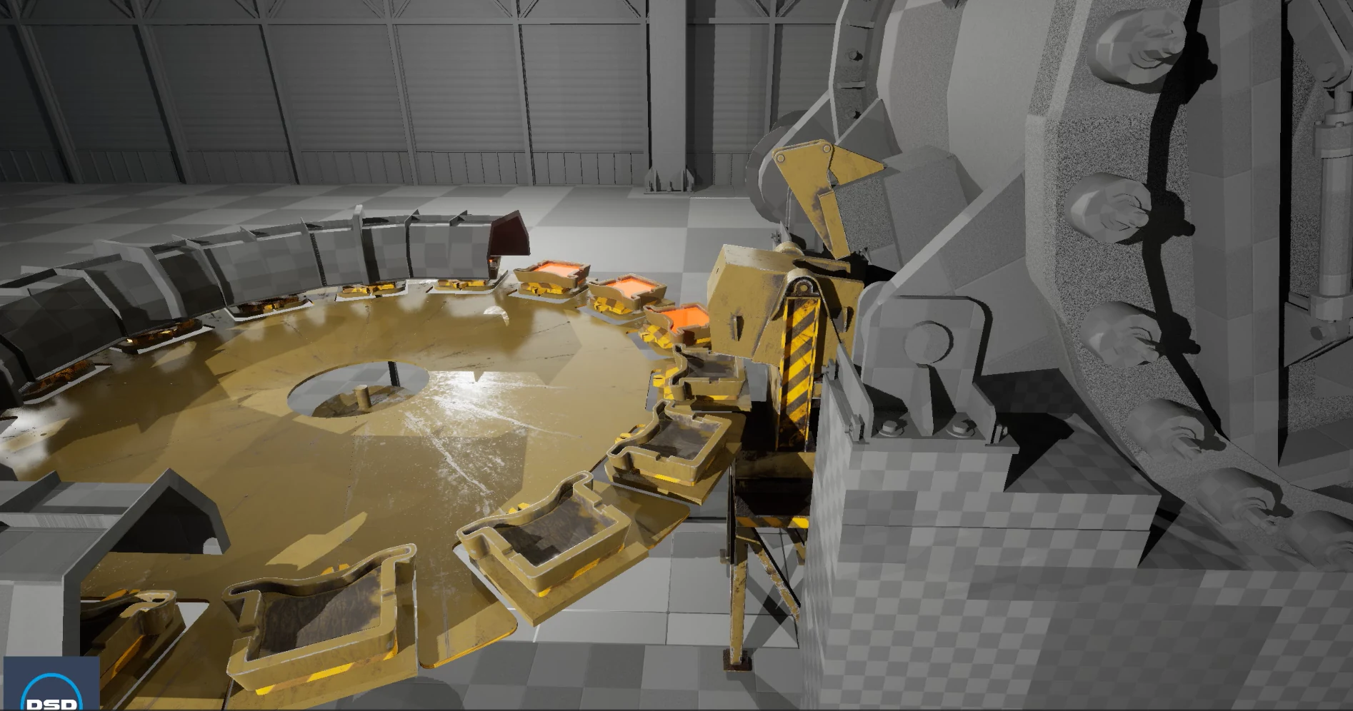 Live 3D digital twin — casting wheel with ladle pouring