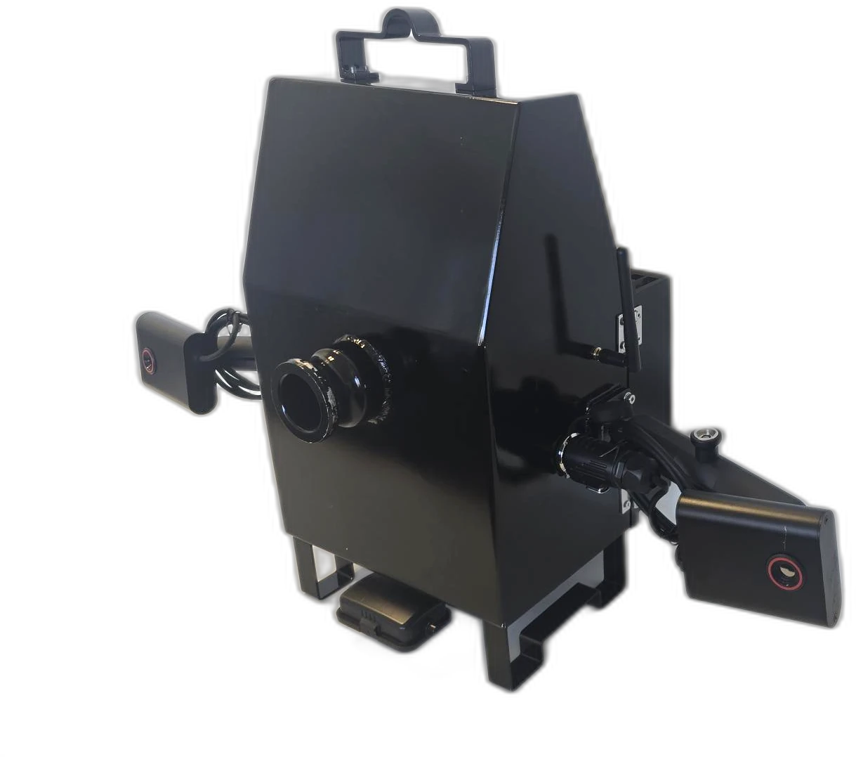 Tuyere camera casing — mounted assembly with quick coupling, side-mounted mini IR modules on both sides