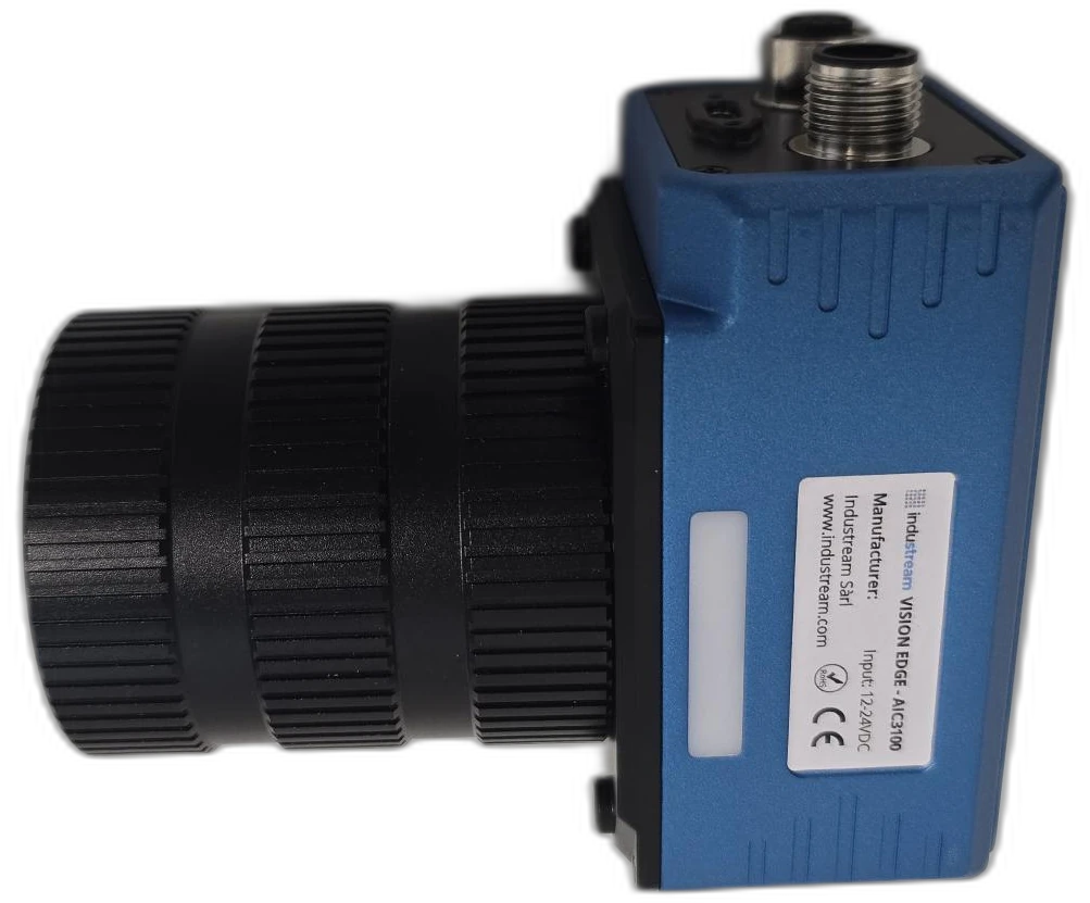 Industream IP65 Smart Camera — side profile with 25 mm lens